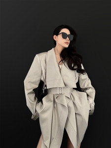 Cappotto <span class=keywords><strong>Oversize</strong></span> di Alta Qualità per <span class=keywords><strong>Donna</strong></span>, Stile Rilassato Primaverile e Autunnale, con Collo a Scialle e Cintura in Vita - Product Image 3