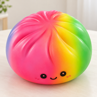 Squishy géant arc-en-ciel de 25 cm en forme de boulette vapeur, jouet sensoriel anti-stress avec cuiseur vapeur
