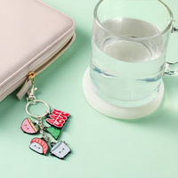 Gantungan Kunci Karet Kawaii Custom Mini Bag Charm Dekoratif Lucu Kartun Donat Sushi Makanan Cetak Silikon Pvc Keychain Charms