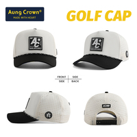 Gorra de Béisbol Personalizada Aung Crown al por Mayor, Gorras de Golf de 5 Paneles con Logotipo de PVC, Gorras de Golf Personalizadas Resistentes al Agua