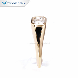 Alliance pour <span class=keywords><strong>homme</strong></span> Tianyu sertie de moissanite taille émeraude 5x7mm 1CTW D VVS, or massif 10K 14K 18K - Product Image 2