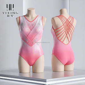 <span class=keywords><strong>Justaucorps</strong></span> de gymnastique pour jeunes enfants - Spandex/Polyester, séchage rapide, extensible dans quatre directions, coupe ajustée, taille haute, bas en maille transparente - Product Image 4