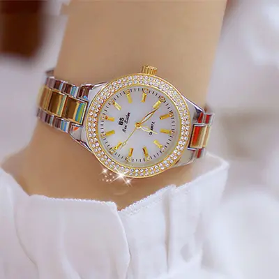 BS Bee Sister Ladies Watches Dress Gold Watch Women Crystal Diamond Watch Stainless Steel Silver Clock Women Wristwatch Reloj