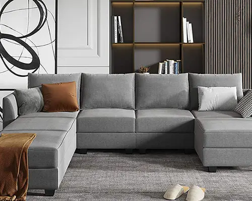 Convertible Modular Sectional Modern Corner Sofa Wood