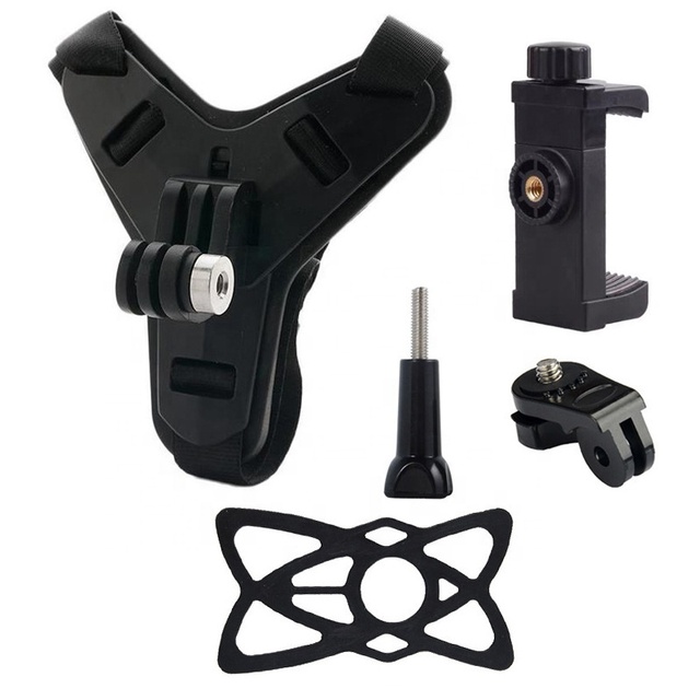 Motorcycle Helmet Mount Bracket Camera Recorder Fix Strap Full Face Chin Stand Phone Holder for 8/7/6/5 Action Camera