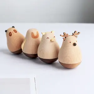 Office Desktop Wooden Tumbler Ornaments Small Creative Decorations Decompress Birthday Handicrafts