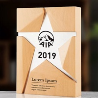 Trophée Plaque en Bois Personnalisé LOGO Étoile Rouge – Récompenses en Bois pour Anniversaire, Souvenir, Cadeau avec Impression Couleur et Pièces Métalliques