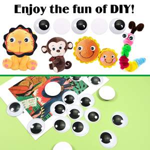 丸いプラスチック製の黒グーグリーウィグルアイズ自己接着性大型サイズ8mm 15mm 18mmおもちゃ用グーグリー安全アイズ - Product Image 5