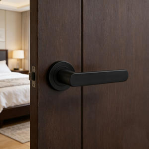 มือจับประตูทรงกลมสีดำ ฐานกลม สไตล์โมเ<span class=keywords><strong>ดิ</strong></span>ร์นยุโรป ทำจากอลูมิเนียมอัลลอยด์ สำหรับประตูภายใน (แบบอังกฤษ) - Product Image 4