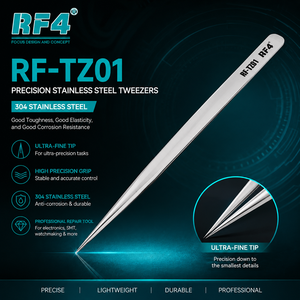 Pinzette di Precisione RF4 TZ01 per Riparazione Telefoni, Antistatiche e Resistenti alla Corrosione <span class=keywords><strong>in</strong></span> Acciaio al Carbonio, Garanzia 1 Anno - Product Image 2
