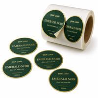 Étiquettes personnalisées pour flacons de parfum, rouleaux circulaires, dorure à chaud, vert foncé, étiquettes d'emballage cosmétique, vente en gros