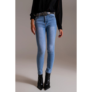 Jeans skinny a vita alta in lavaggio chiaro - Product Image 3
