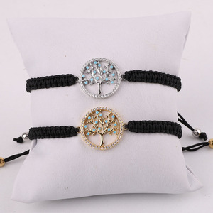 Nouveau Design CZ Life Tree Charm <span class=keywords><strong>Cordon</strong></span> Tissé À La Main Réglable Lucky <span class=keywords><strong>Bracelet</strong></span> Avec Logo JBS12578 - Product Image 2