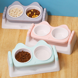 Bols surélevés réglables pour chats et chiens, double distributeur, antidérapant, facile à nettoyer, station d'alimentation pour animaux de compagnie pour la protection de la colonne cervicale - Product Image 1
