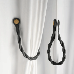 Handmade Boho Rope Curtain Tieback Modern Twist Rope <strong>Tie</strong> <strong>Backs</strong> with Wooden Button Decorative Window Holdbacks for Bedroom - Product Image 3