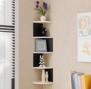 Nordic 5 Layers Wooden Corner Shelf Floating Semi-Circle Storage <strong>Shelves</strong> Bookshelf Wall Display Corner Shelf Home Decor - Product Image 6