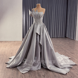 Gray Party <b>Dresses</b> Princess Strapless Sequined <b>Silver</b> Evening <b>Dresses</b> Pearls Vestidos De Fiesta Rsm251018 - Product Image 2