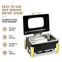 YITIAN Schwarzer Edelstahl Chafing Dish Weißer Buffet-Server Heizung mit Alkoholbrenner Elektrische Heizung Speisenwärmer für Catering und Partys