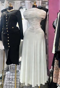 <span class=keywords><strong>Abito</strong></span> Lavorato a <span class=keywords><strong>Maglia</strong></span> da Donna, Design Slim, Tinta Unita, Elastico, <span class=keywords><strong>Plissettato</strong></span>, Linea A, Vita Alta, Taglie Forti 3XL 4XL 5XL, per Feste Estive - Product Image 3