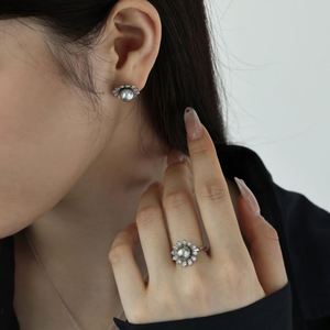 Dylam Elegant Design Hypoallergenic S925 <b>Silver</b> Rhodium Plated Shell Pearl 5A Zirconia <b>Necklace</b> Earrings Ring Women Jewelry <b>Set</b> - Product Image 3