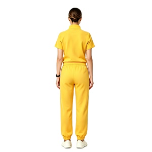Conjunto de uniforme médico con cuello alto y media cremallera, manga corta, pantalón jogger, elástico, antiarrugas, <span class=keywords><strong>para</strong></span> hospital y enfermería, con logotipo personalizado - Product Image 3