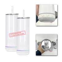 Botol air termos portabel baja tahan karat sublimasi 20oz Logo kustom cangkir air iklan Speaker Bluetooth cangkir keramik
