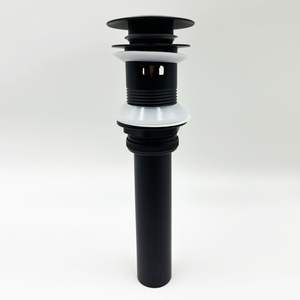 Bouchon de vidange de lavabo 3 en 1 noir mat avec trop-plein pour lavabo sur pied, design moderne - Product Image 1