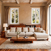 Canapé modulaire élégant et luxueux en tissu beige moderne, revêtement contemporain en tissu crème