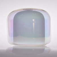 Abat-jour en verre iridescent double couche, forme de tambour arrondi, verre arc-en-ciel perlé pour luminaire suspendu
