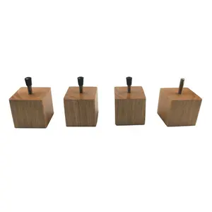 Gambe in legno di mobili quadrati in rovere di gomma KINGSLAM Set di 4 parti di ricambio per divani moderni Mid-Century per divano letto