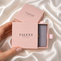 Boîte à bijoux en carton rigide rose de luxe avec logo personnalisé, boîte cadeau avec tiroir coulissant pour collier, bracelet, boucles d'oreilles, bague
