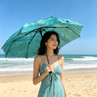 Parasol de voyage portable personnalisé avec impression intégrale, cadeau promotionnel pour les professionnels, semi-automatique, pliable en 3 sections, résistant aux UV