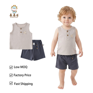 Guai Ropa para bebé, chaleco sin mangas + pantalones cortos, suave, ligero y transpirable, conjunto para bebés <span class=keywords><strong>de</strong></span> 0 a 24 <span class=keywords><strong>meses</strong></span> - Product Image 1
