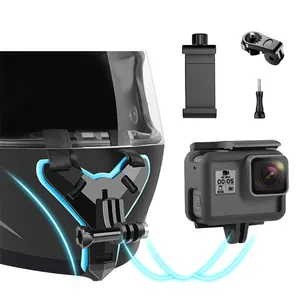 Nhà Máy Giá xe máy Mũ bảo hiểm cằm xe đạp Bracket chủ điện thoại di động dây đeo núi cho GoPro anh hùng hành động máy ảnh DJI Osmo Mi Yi 4K