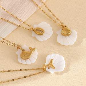 ट्रेंडी महिलाओं के समुद्र तट महासागर बोहेमिया ग्रीष्मकालीन जलरोधक 18k सोने की pvd प्लेटेड स्टेनलेस स्टील स्टाफिश कंंच कछुए - Product Image 5