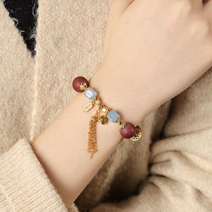 手腕上有香味18k镀金锌合金时尚串珠手链象征健康好运完美礼品 - Product Image 2