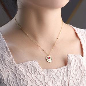 Colliers tendance 2026, bijoux minimalistes hypoallergéniques, acier inoxydable 316l plaqué or 18k, collier feuille pour femmes - Product Image 4