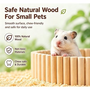 Recinto para hámster de madera maciza con valla redonda, escondite y pelota de ejercicio para área de juego interior para mascotas - Product Image 5