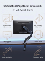 Meilleure Vente Support de Moniteur à Fixation sur Bureau 17-32 Pouces, Charge 2-9kg, Bras de Moniteur Robuste à Ressort à Gaz Entièrement Réglable