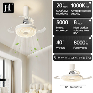 Ventilateur de plafond LED moderne de luxe de 42 pouces, design invisible rétractable pliable à profil bas, moteur CC, télécommande pour salon - Product Image 5