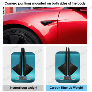 Couvercle de caméra latérale en fibre de carbone véritable pour Tesla Model 3/Y 2024-2025 Amélioration décorative à coller pour accessoires extérieurs - Product Image 4