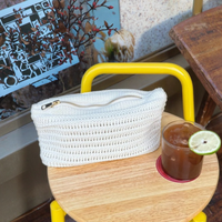 Pochette de Soirée Élégante et Luxueuse pour Femme, Style Vintage, Printemps-Été, Décontractée, pour Soirées et Fêtes, avec Fermeture Éclair, en Tricot Crochet, pour Rangement de Cosmétiques