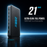 Station de charge USB C 288W GaN 8 ports Chargeur rapide de bureau PD3.0 avec câble rétractable pour le télétravail