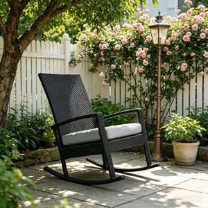 Chaise à bascule moderne en rotin PE, vente chaude d'usine, chaise <span class=keywords><strong>de</strong></span> loisirs d'extérieur résistante aux intempéries, idéale pour balcon et <span class=keywords><strong>jardin</strong></span>, vente en gros à prix abordable - Product Image 6