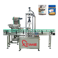 Machine de capsulage automatique Xtime pour bouteilles en plastique carrées et rondes, bocaux en verre et autres contenants alimentaires, avec alimentateur de couvercles