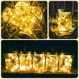Dây Đèn LED Năng Lượng Mặt Trời 20/30 Bóng Cho Mason Jar Nắp Chèn Màu Thay Đổi Trang Trí Sân Vườn Đèn Giáng Sinh Trang Trí Đám Cưới Ngoài Trời - Product Image 2
