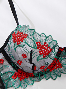 Penjualan laris Set celana dalam Bra seksi malam sejuk bordir bunga jaring elegan seksi - Product Image 6