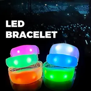 Pulseiras de led para festas com controlador, pulseiras luminosas para festas infantis, pulseiras de led com controle remoto