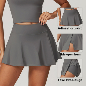 2024 nouvelles femmes une pièce <span class=keywords><strong>jupe</strong></span> courte ajustement serré taille haute Yoga costume course et Fitness Anti éblouissement sport <span class=keywords><strong>jupe</strong></span> - Product Image 3