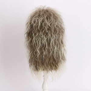 Peluca Sintética Larga y Rizada, Color Rubio Plateado, para Hombres y Mujeres, Estilo Rock Punk Disco de los 70 y 80, Peluca de Cosplay <span class=keywords><strong>Mullet</strong></span> - Product Image 6